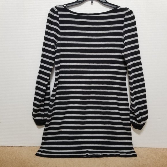 French Connection dress 8 striped knit long sleeve casual mini 100% cotton - Picture 2 of 8